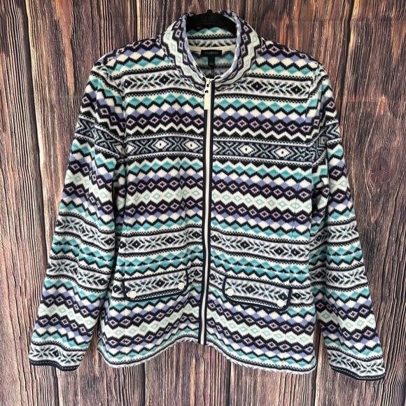 Preowned Talbots Fair Isle Fleece Jacket Women's Large - Picture 1 of 10